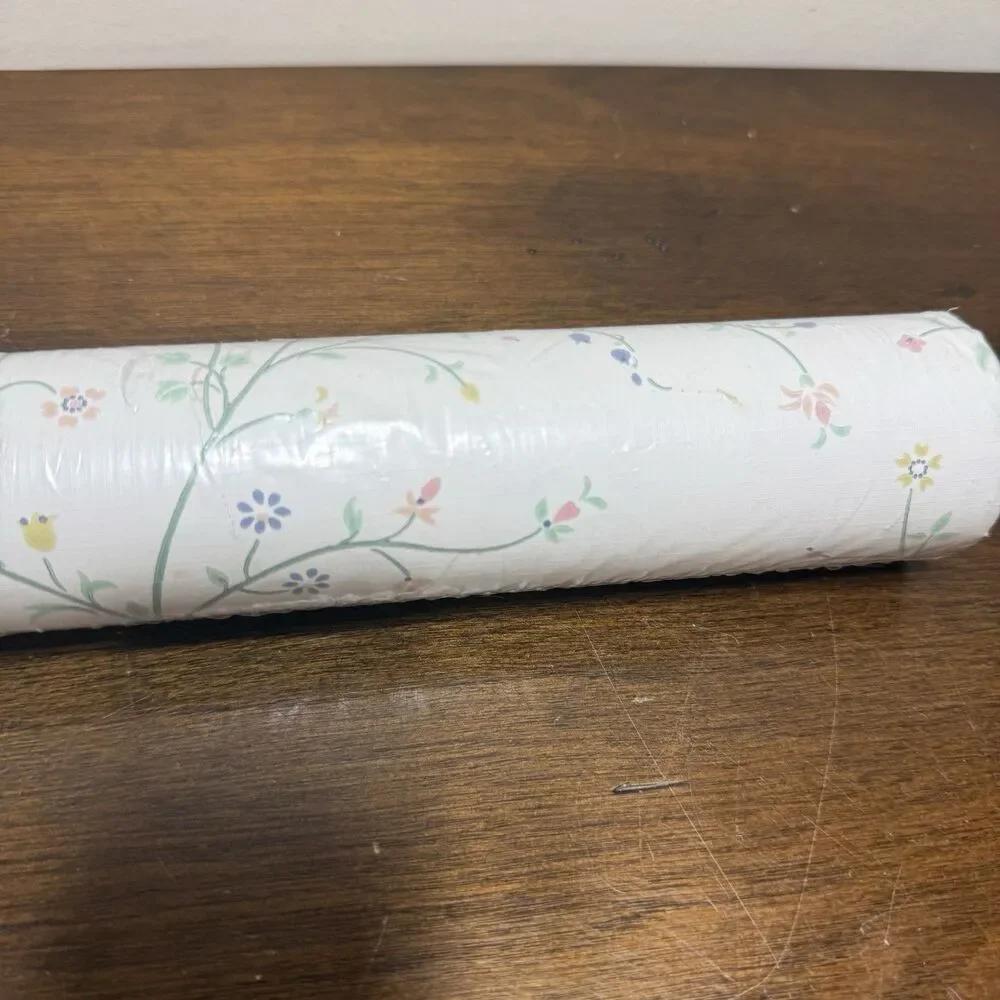 Vtg Borden Home Wallcoverings Vinyl Wallpaper Double Roll Floral Vine WC721 NOS